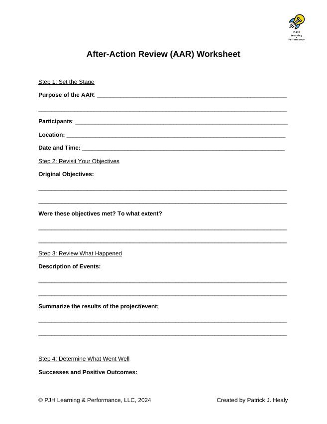 First page of After-Action Review