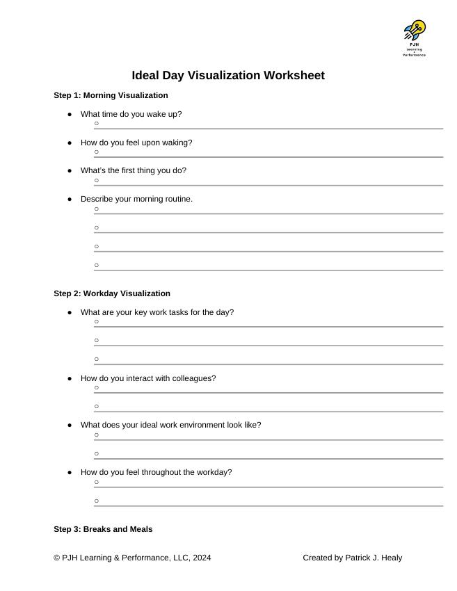 First page of Ideal Day Visualization